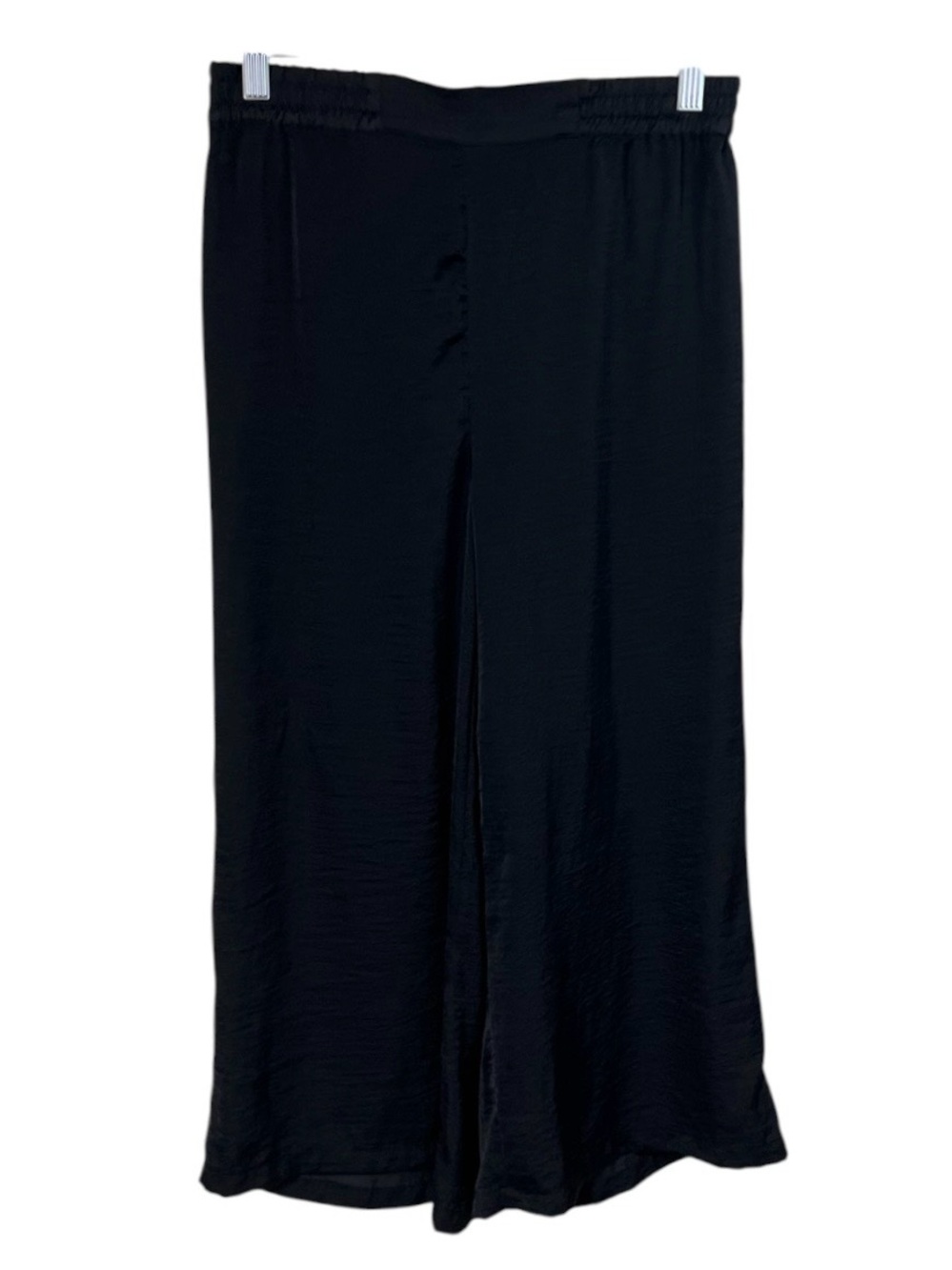 Tahari Women’s Small Wide Leg Crop Silky Pants Stretch Waist Pull On Black